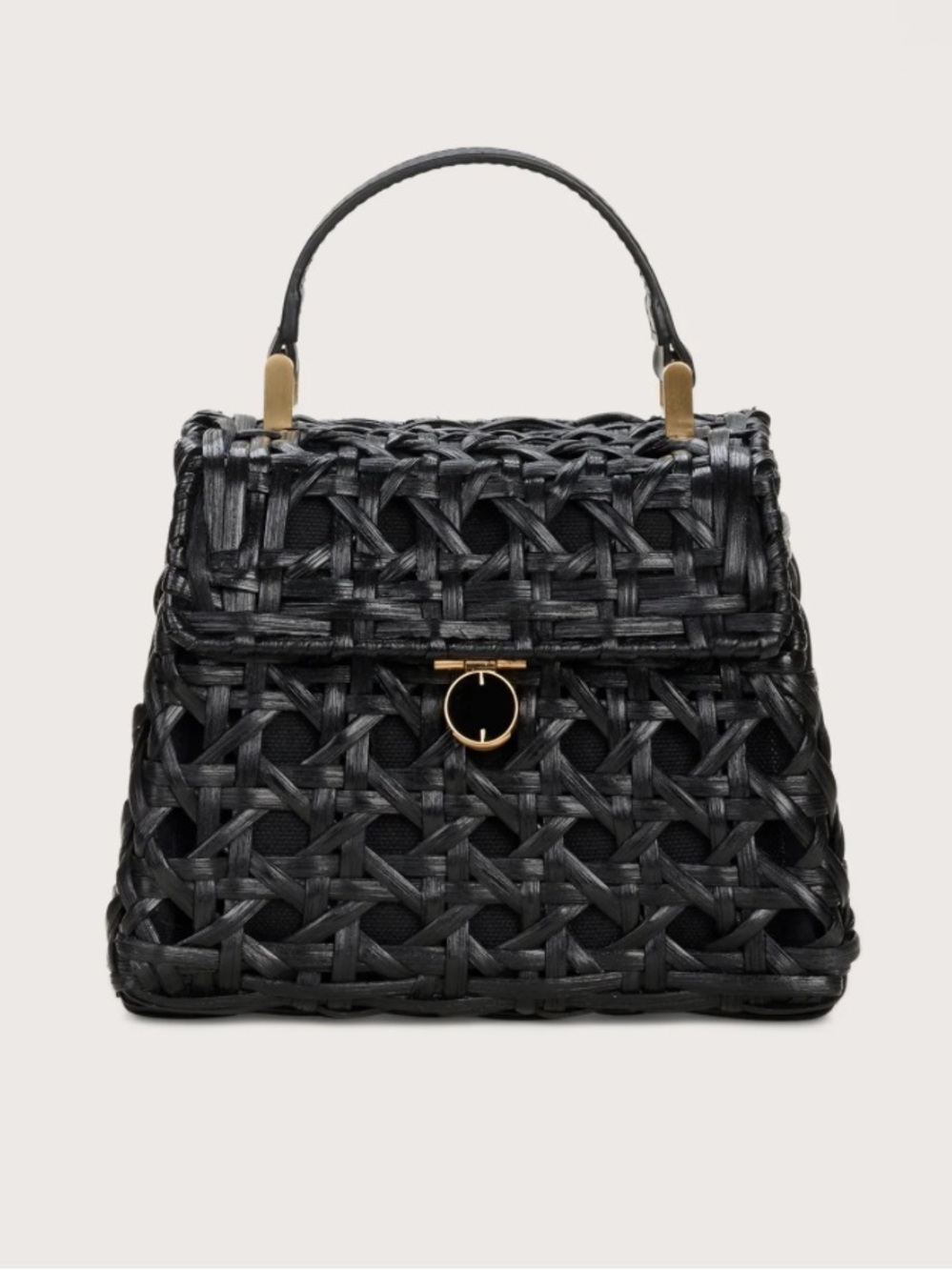Cult Gaia Sybil Wicker Woven Top Handle Two Way Black Crossbody Bag $398 MSRP